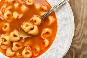 Brodo di carne (beef soup) with tortellini