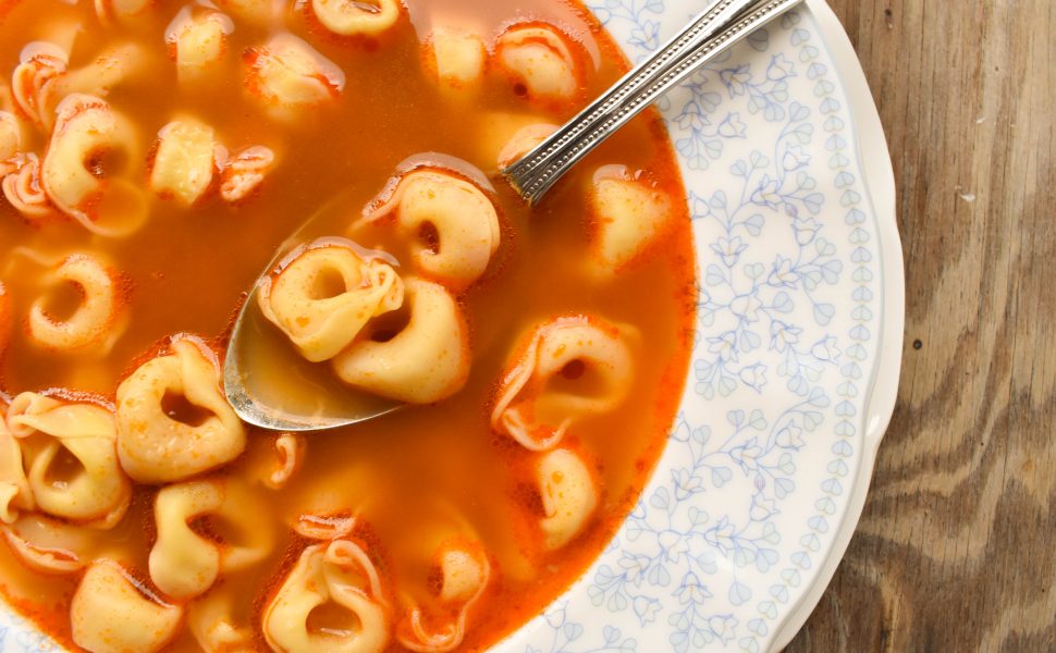 Brodo di carne (beef soup) with tortellini