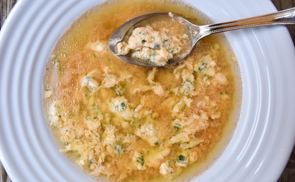 Chicken soup and ‘stracciatella alla Romana’ (Roman-style egg soup)