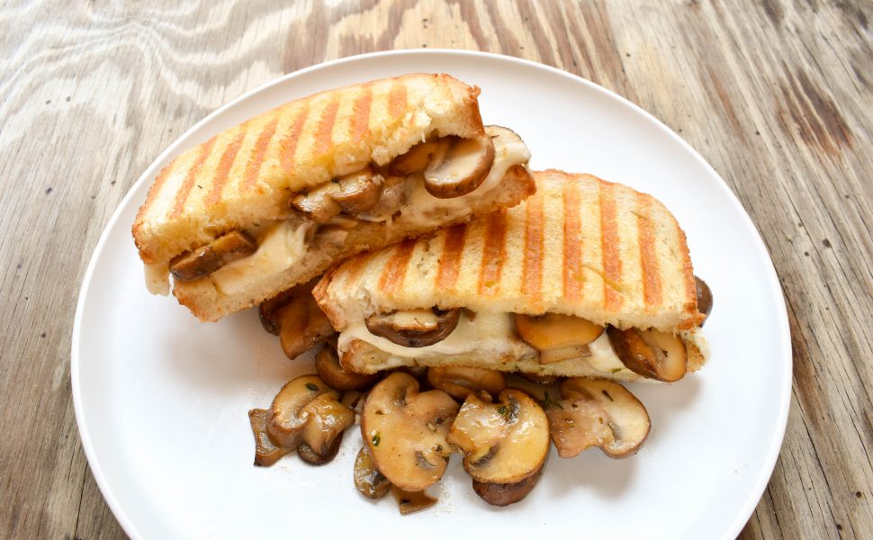 Mushroom and mozzarella toasted sandwich