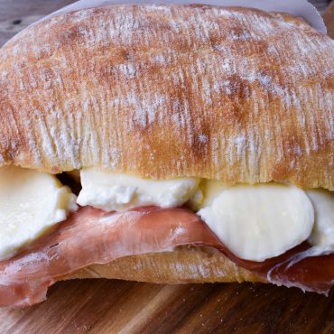 Panini with prosciutto and mozzerella