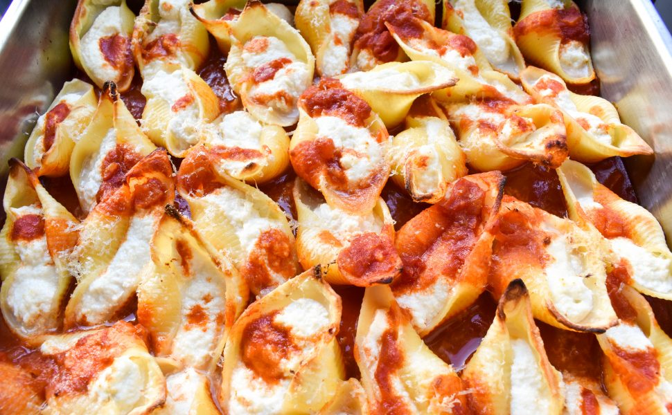 Conchiglioni (large pasta shells) filled with ricotta