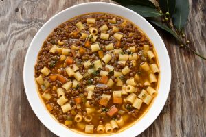 Ditali pasta 'con le lenticchie' (with lentils)