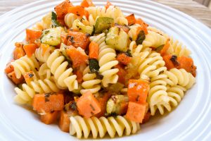 Fusilli pasta with 'vedure arrosto' (roasted vegetables)