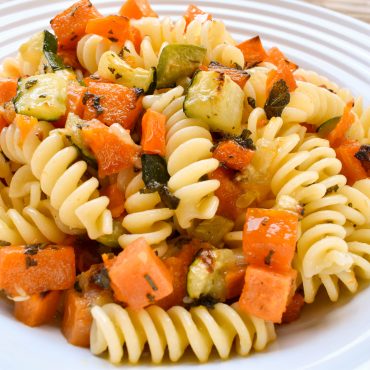 Fusilli pasta with ‘verdure arrosto’ (roasted vegetables)