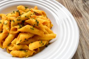 Garganelli pasta with pumpkin and sage