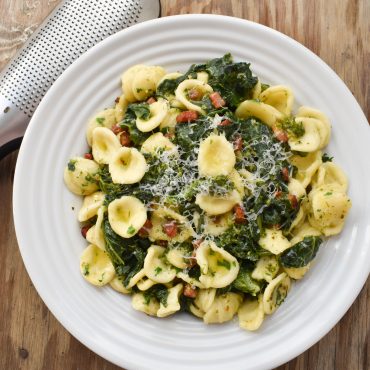 Orecchiette pasta with ‘cime di rapa’ (broccoli rabe) and pancetta