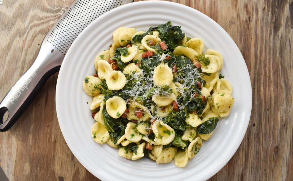 Orecchiette pasta with ‘cime di rapa’ (broccoli rabe) and pancetta