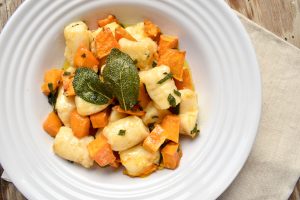 Potato gnocchi with oven roasted pumpkin and sage burnt butter sauce