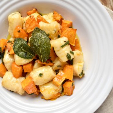 Potato gnocchi with oven roasted pumpkin and sage burnt butter sauce