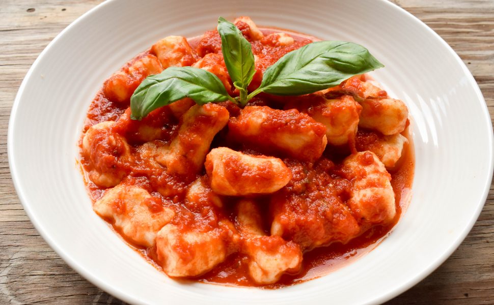 Potato gnocchi with tomato and basil sauce