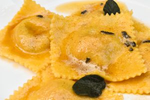 Ravioli filled with pumpkin and sage