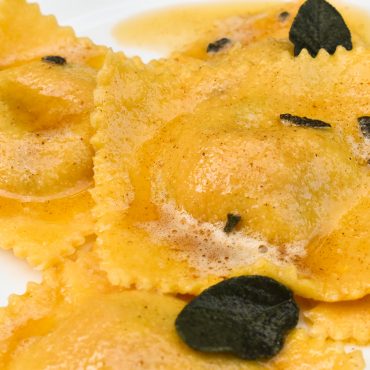 Ravioli filled with pumpkin and sage