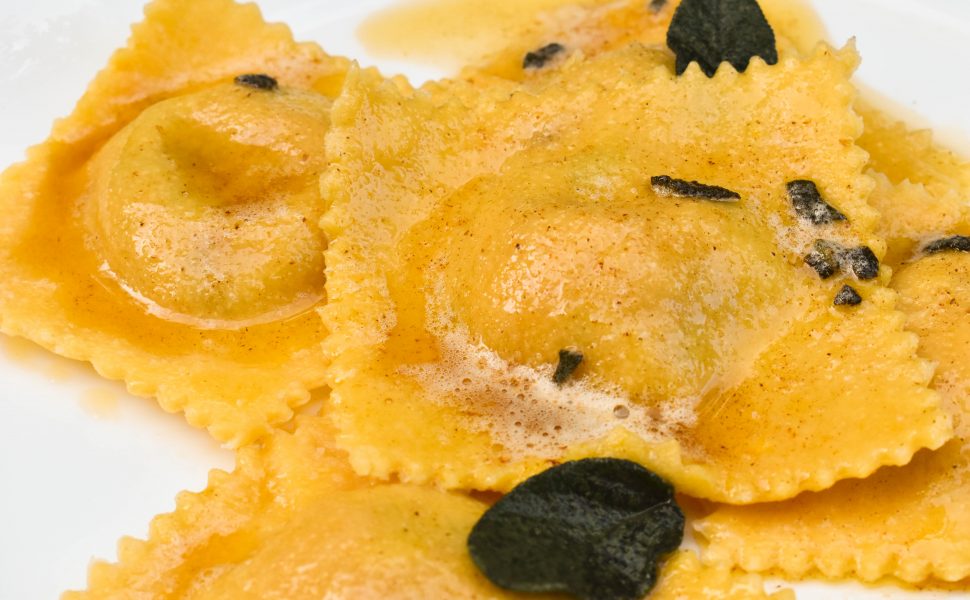 Ravioli filled with pumpkin and sage