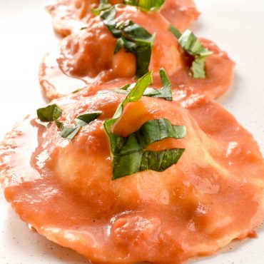 Ravioloni of smoked salmon