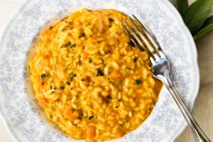 Risotto of pumpkin, sage and scamorza affumicata (smoked mozzarella)