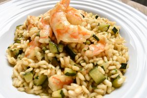 Zucchini and prawn risotto