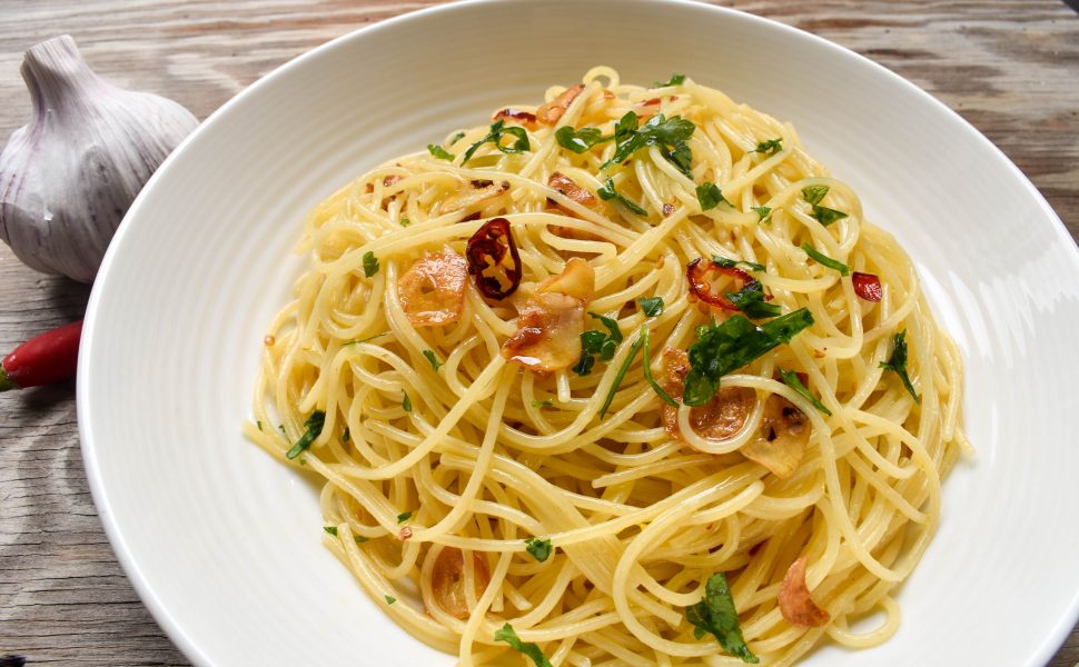 Spaghetti ‘aglio, olio e peperoncino’ (with garlic, olive oil and chilli)