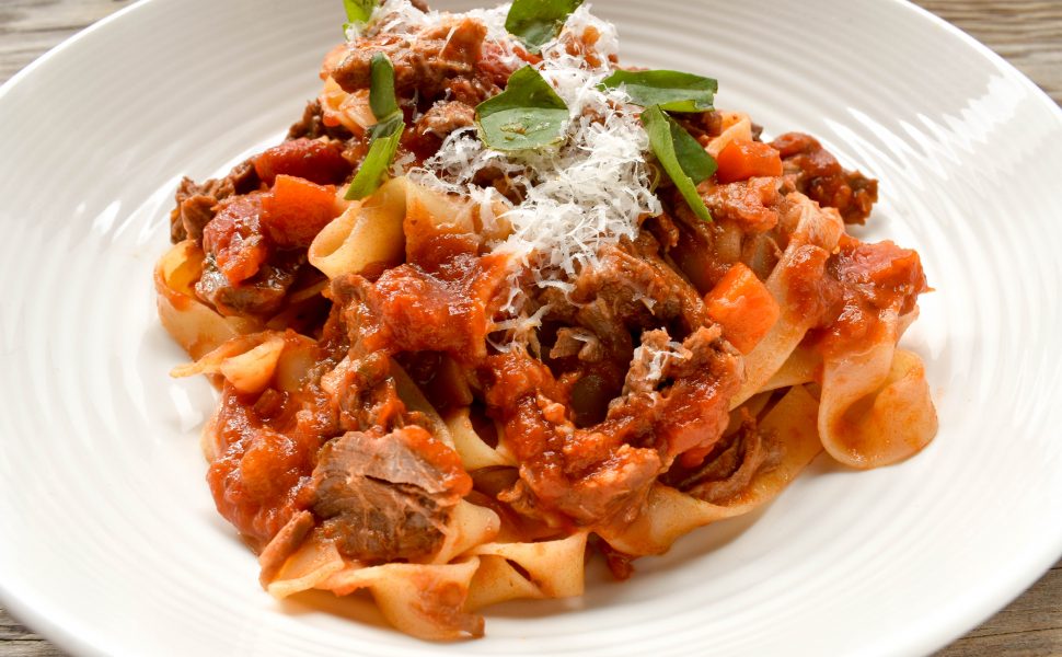 Tagliatelle pasta with braised beef ragù