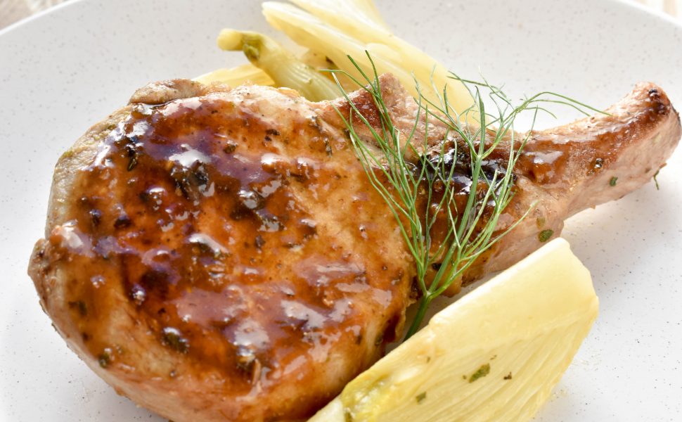 Pork cutlets with braised fennel