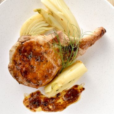 Pork cutlets with braised fennel
