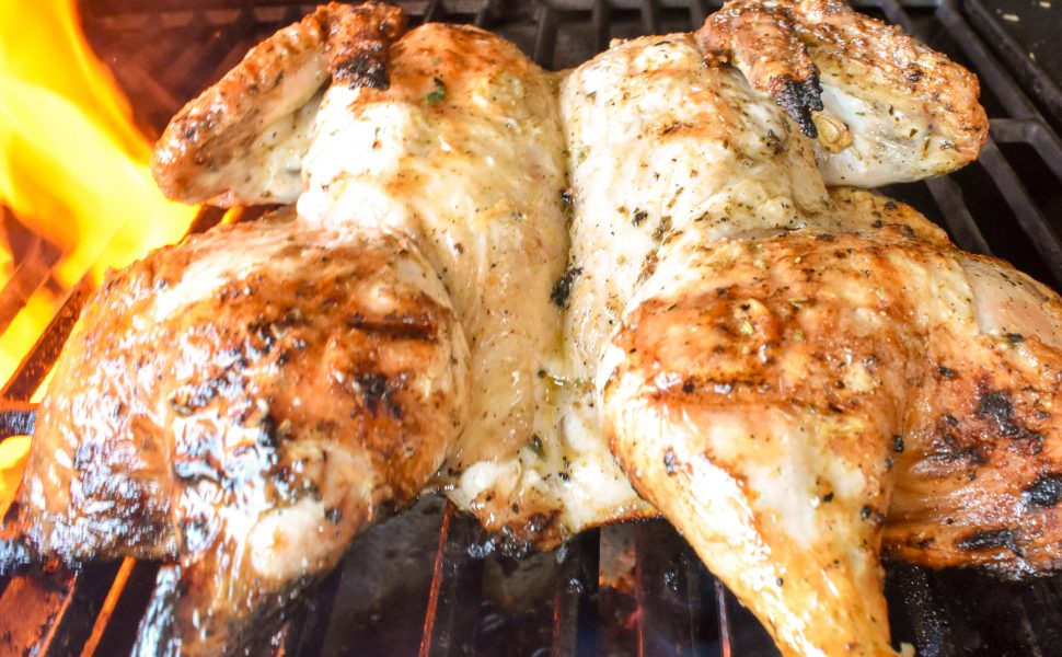 Barbecued Italian butterflied chicken