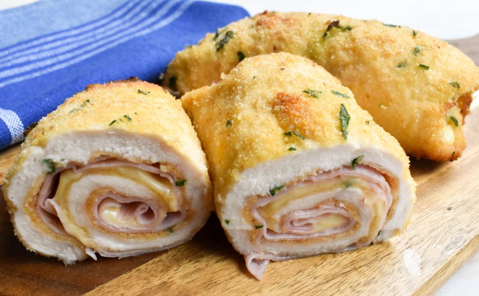Involtini of ‘cotoletta di pollo’ (crumbed chicken schnitzel)