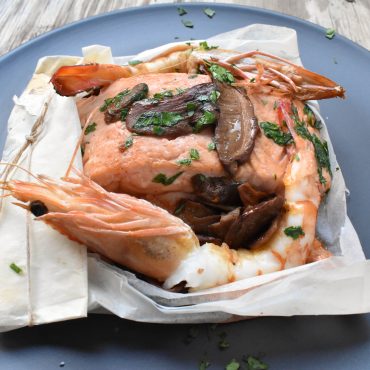 Salmon and prawns ‘al cartoccio’ (in paper parcel)