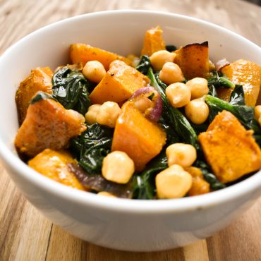 Chickpea, pumpkin and spinach salad