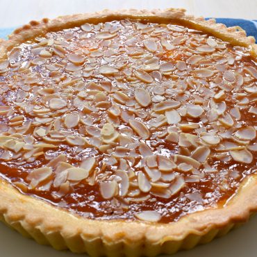 Apricot jam and flaked almond crostata (Italian baked tart)