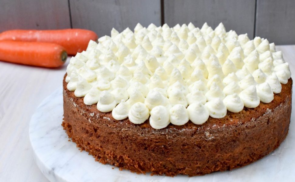 Carrot cake with lime mascarpone icing