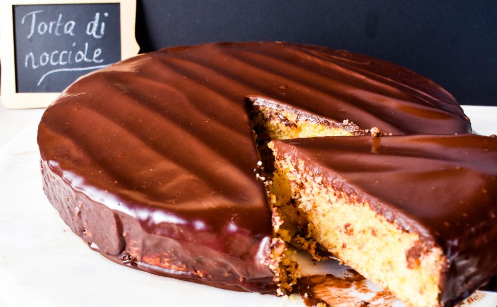 Torta di nocciole (hazelnut cake) with chocolate ganache