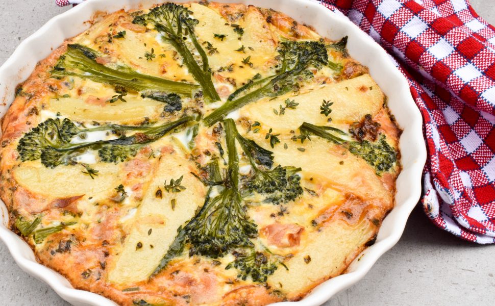 Baked frittata with potatoes and broccolini