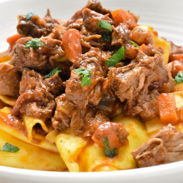 Pappardelle pasta with slow-cooked beef and porcini ragù