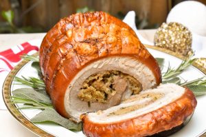 Italian stuffed Christmas Porchetta