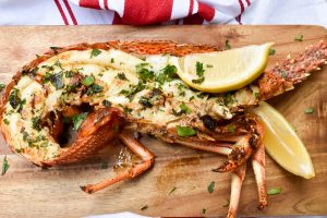 Grilled rock lobster with chilli, garlic and parsley