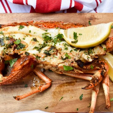 Grilled rock lobster with chilli, garlic and parsley