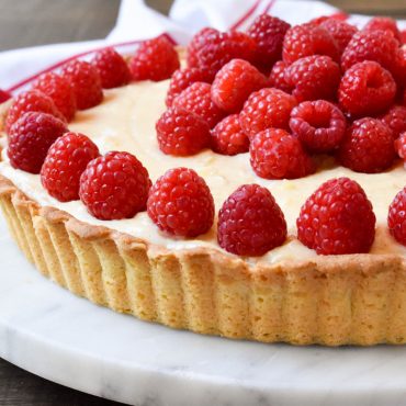 Raspberry and vanilla bean cream tart