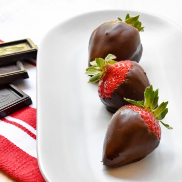 Dark chocolate coated strawberries