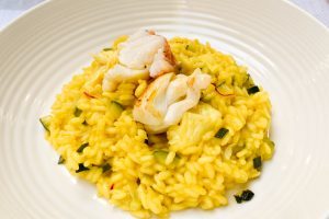 Risotto with rock lobster and zucchini