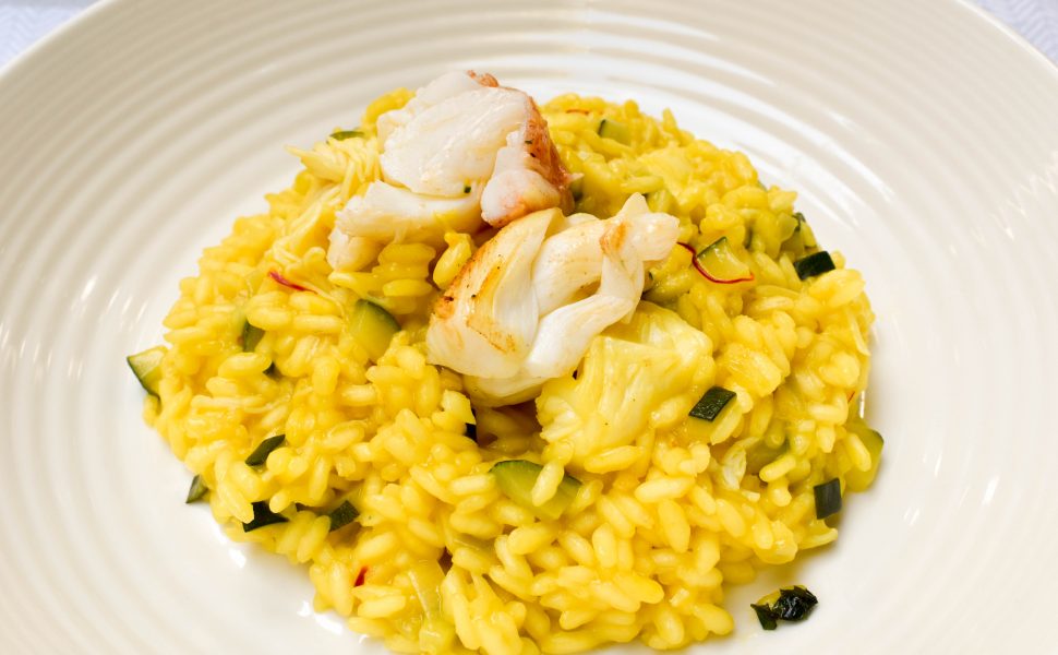 Risotto with rock lobster and zucchini