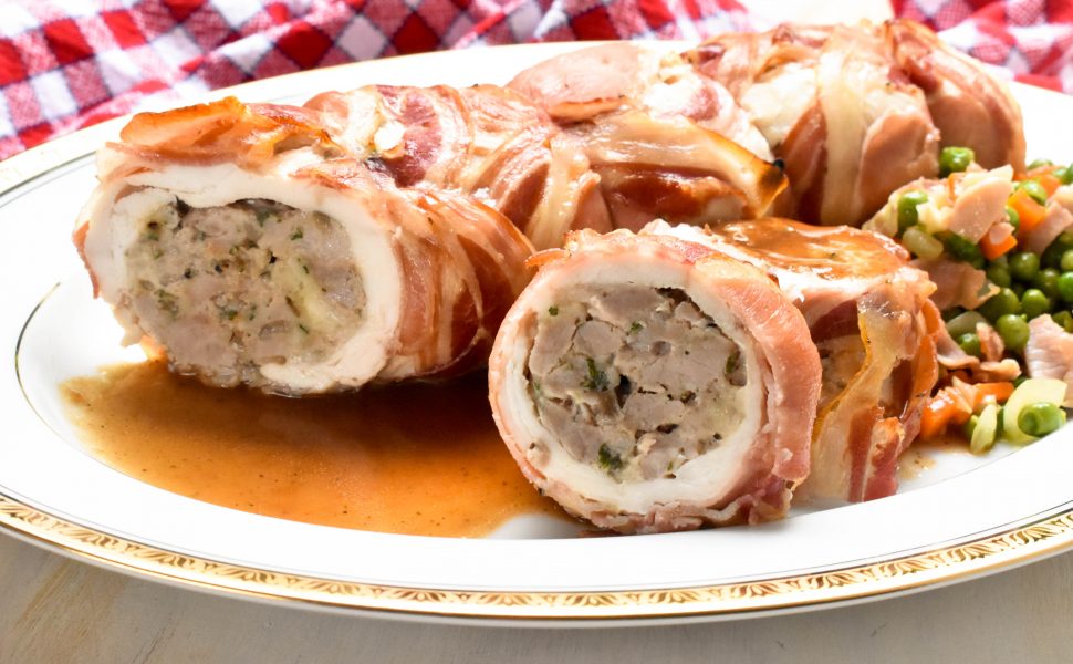 Rotolo di pollo (rolled chicken) with pork sausage and sage stuffing