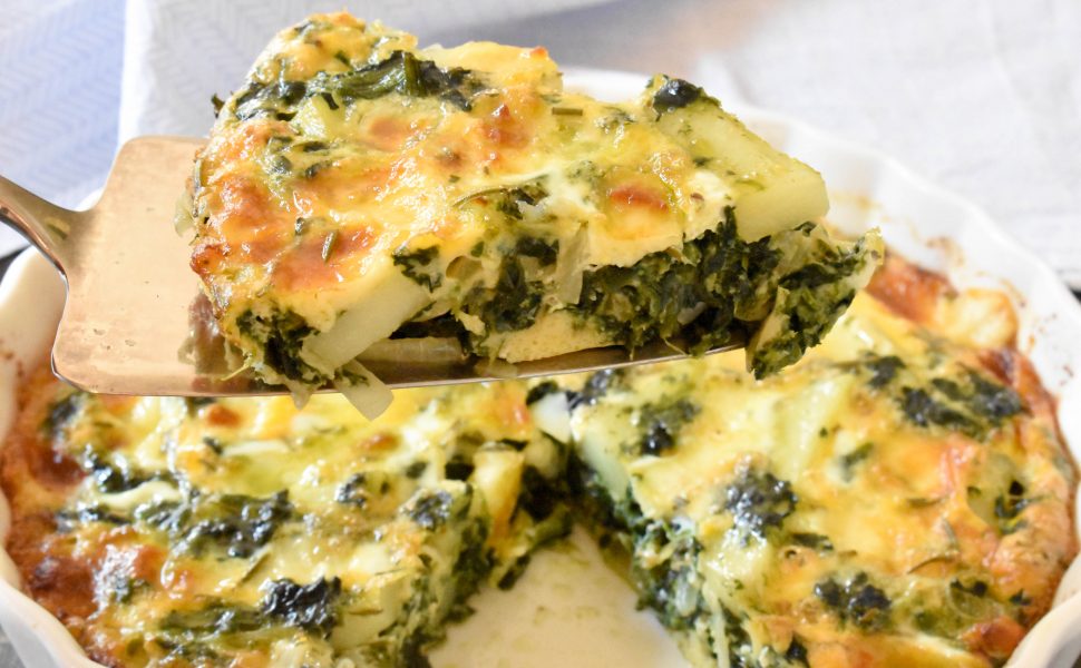 Baked frittata with spinach and potatoes