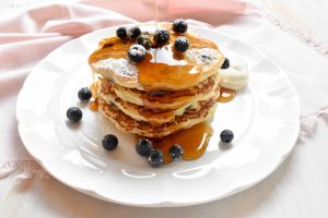 Blueberry and ricotta pancakes