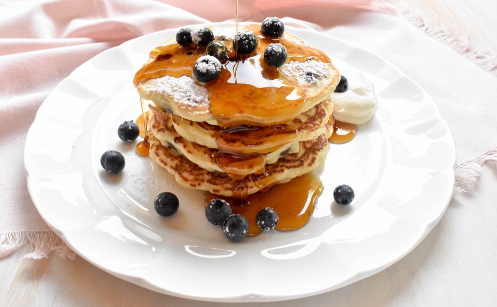 Blueberry and ricotta pancakes