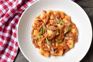 Potato gnocchi with duck and porcini ragu'