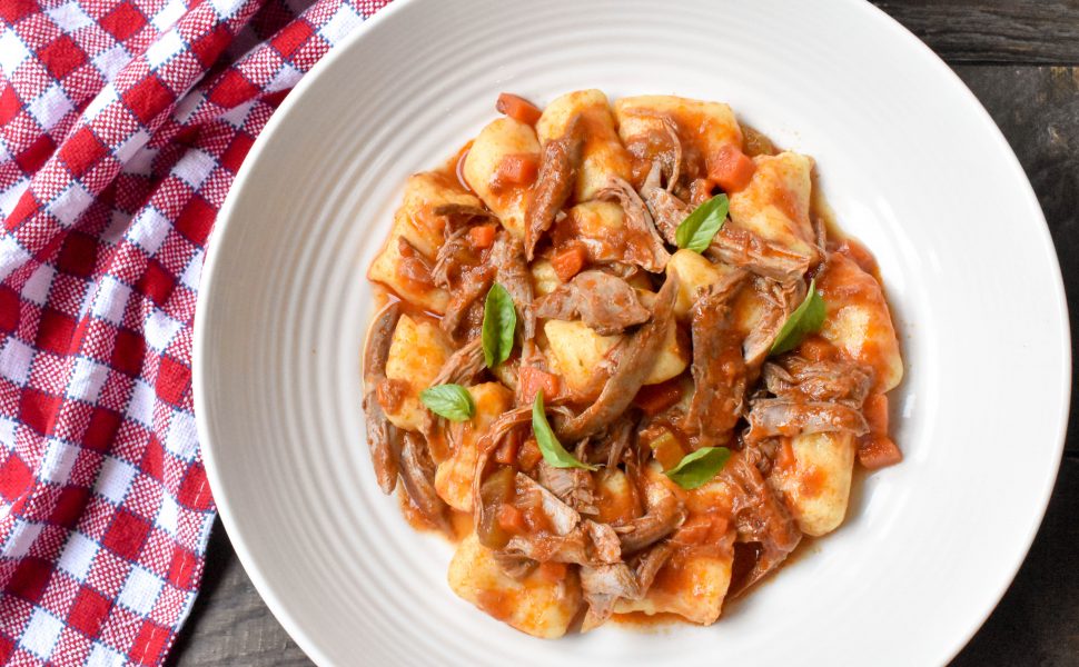 Potato gnocchi with duck and porcini ragu’