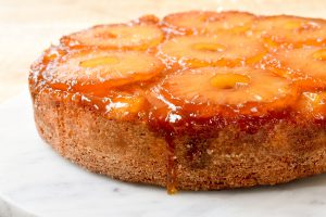 Upside down caramelized pineapple cake