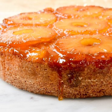 Upside down caramelised pineapple cake