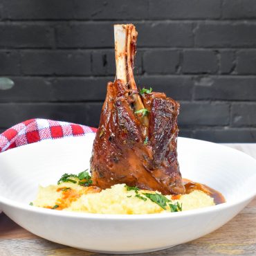 Lamb shanks with parmesan polenta